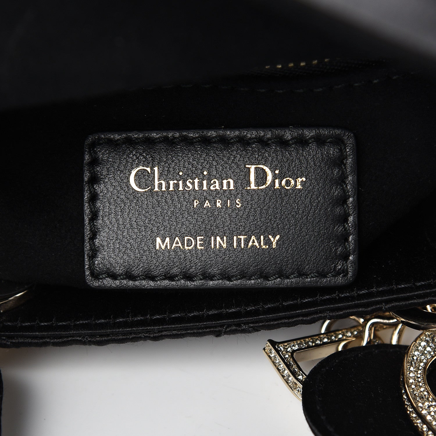 Christian Dior Satin Swarovski Crystal Cannage Mini Lady Dior Black 6 of 11