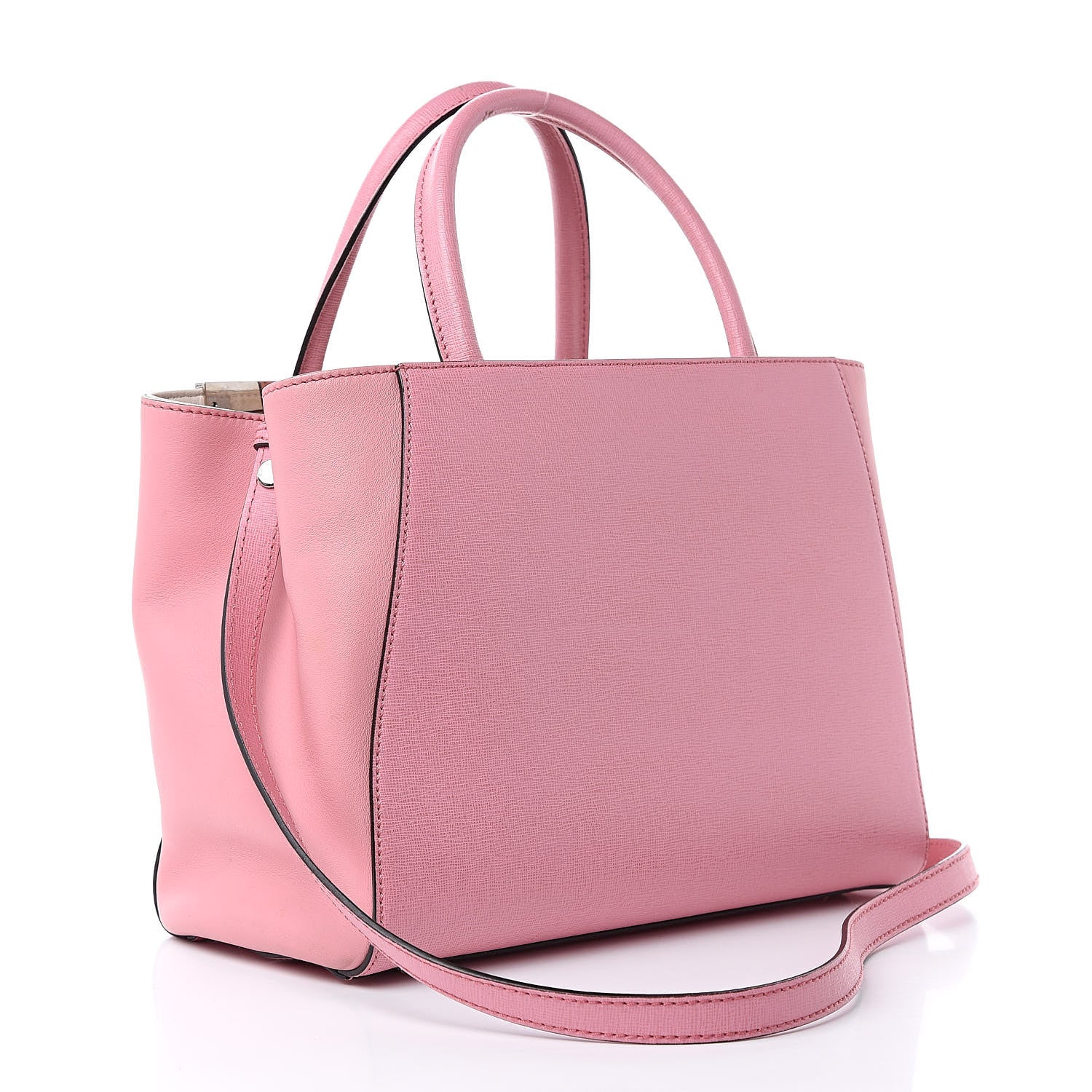 Fendi Vitello Elite Flamingo Mink Monster Charm Petite 2Jours Tote Pink Multicolor 3 of 16