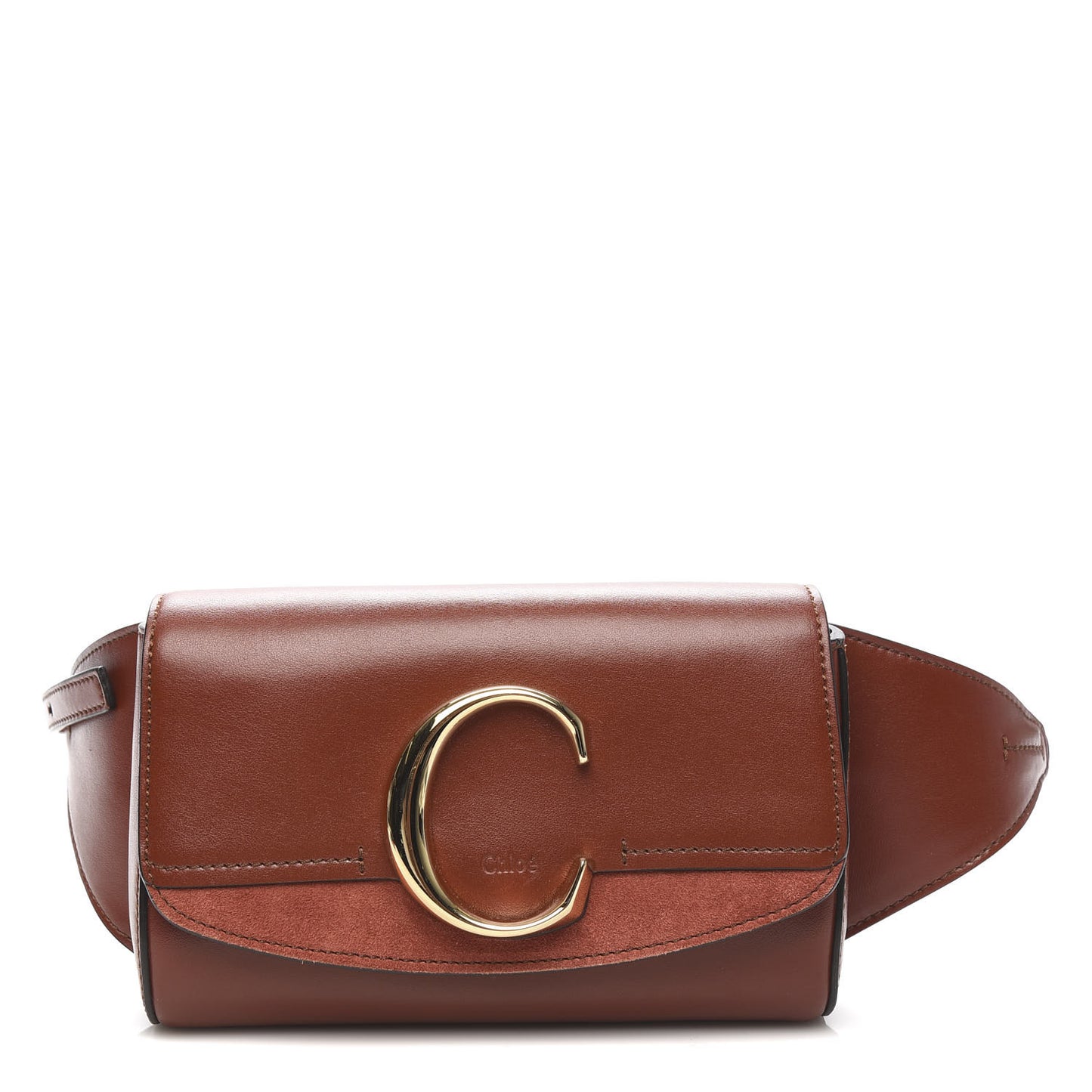 Calfskin Suede C Belt Bag Sepia Brown