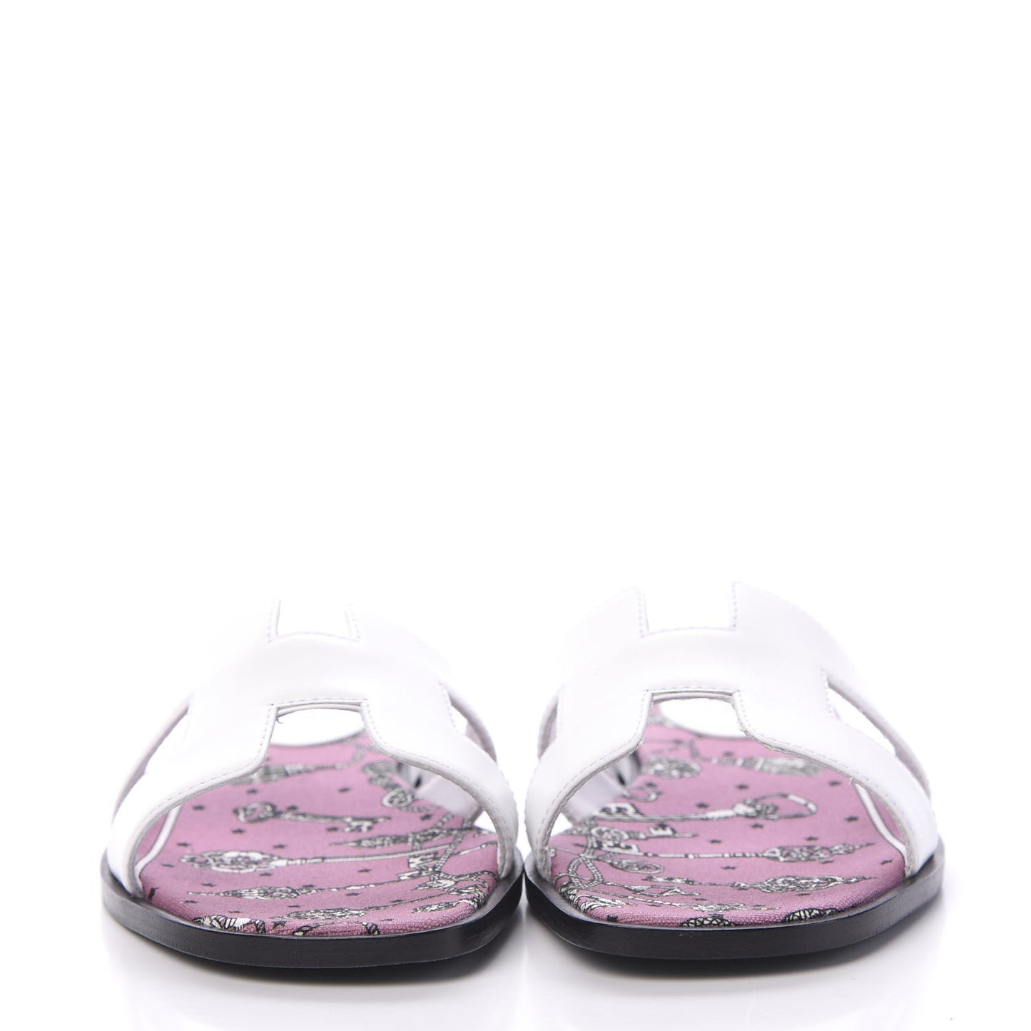 Box Calfskin Bois De Rose Oran Sandals 37 White