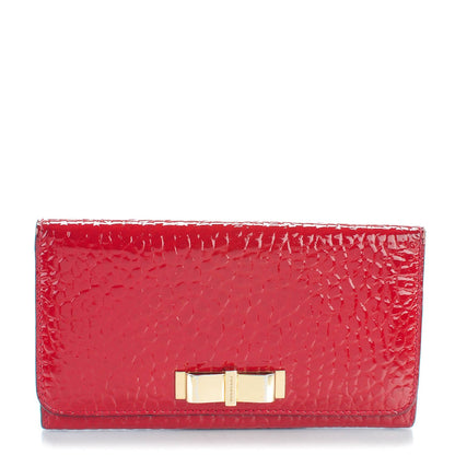 Burberry Patent Heritage Grain Penrose Bow Continental Wallet Military Red 1 of 8