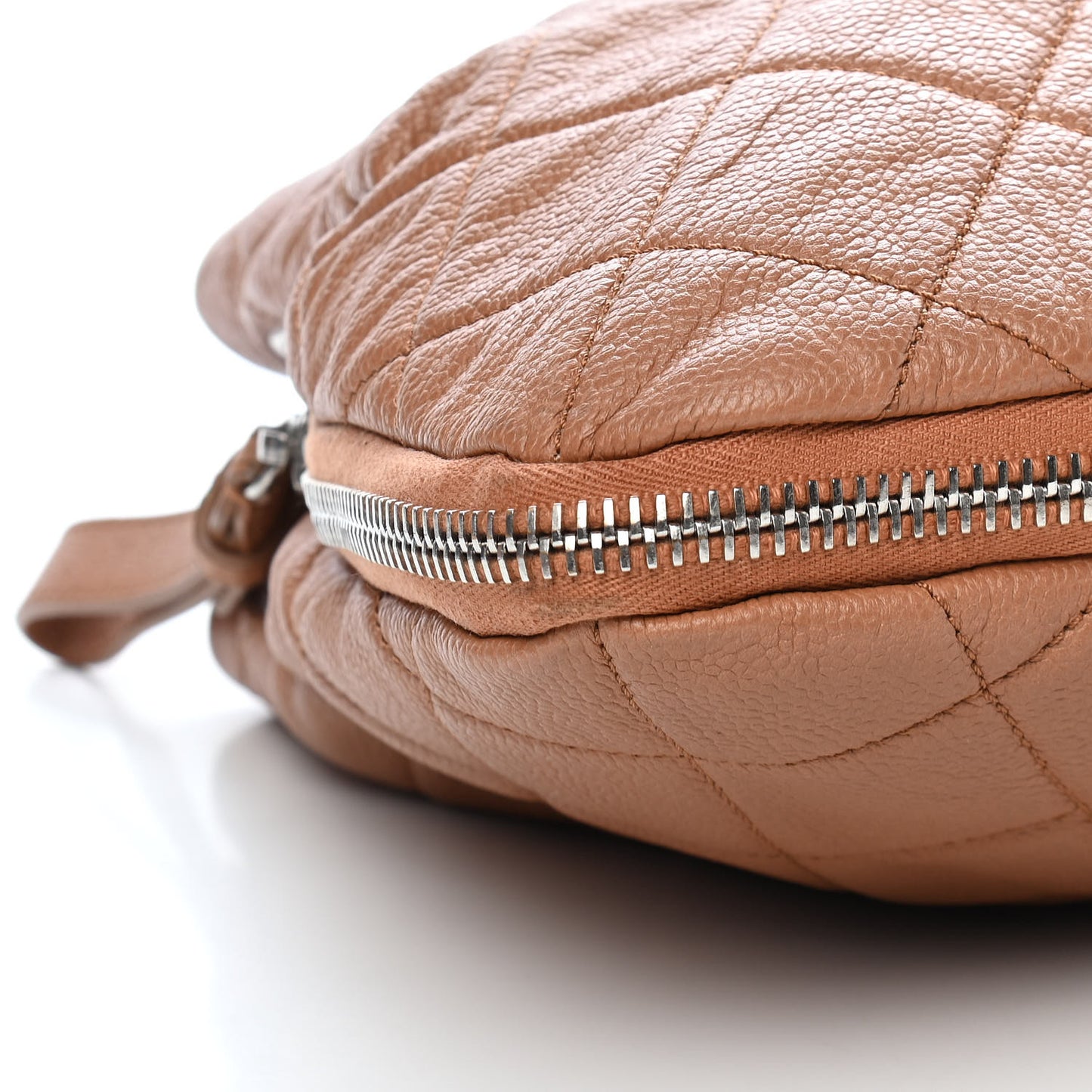 Caviar Quilted Expandable Zip Shoulder Bag Beige