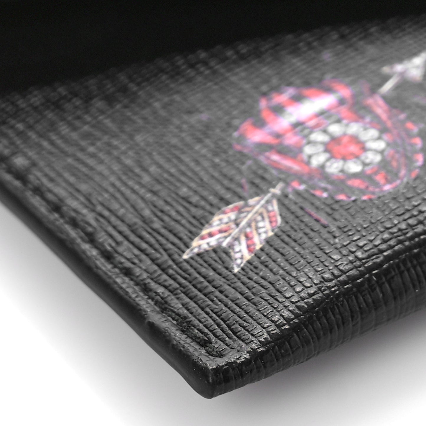 Calfskin Insect Envelope Card Holder Black Multicolor