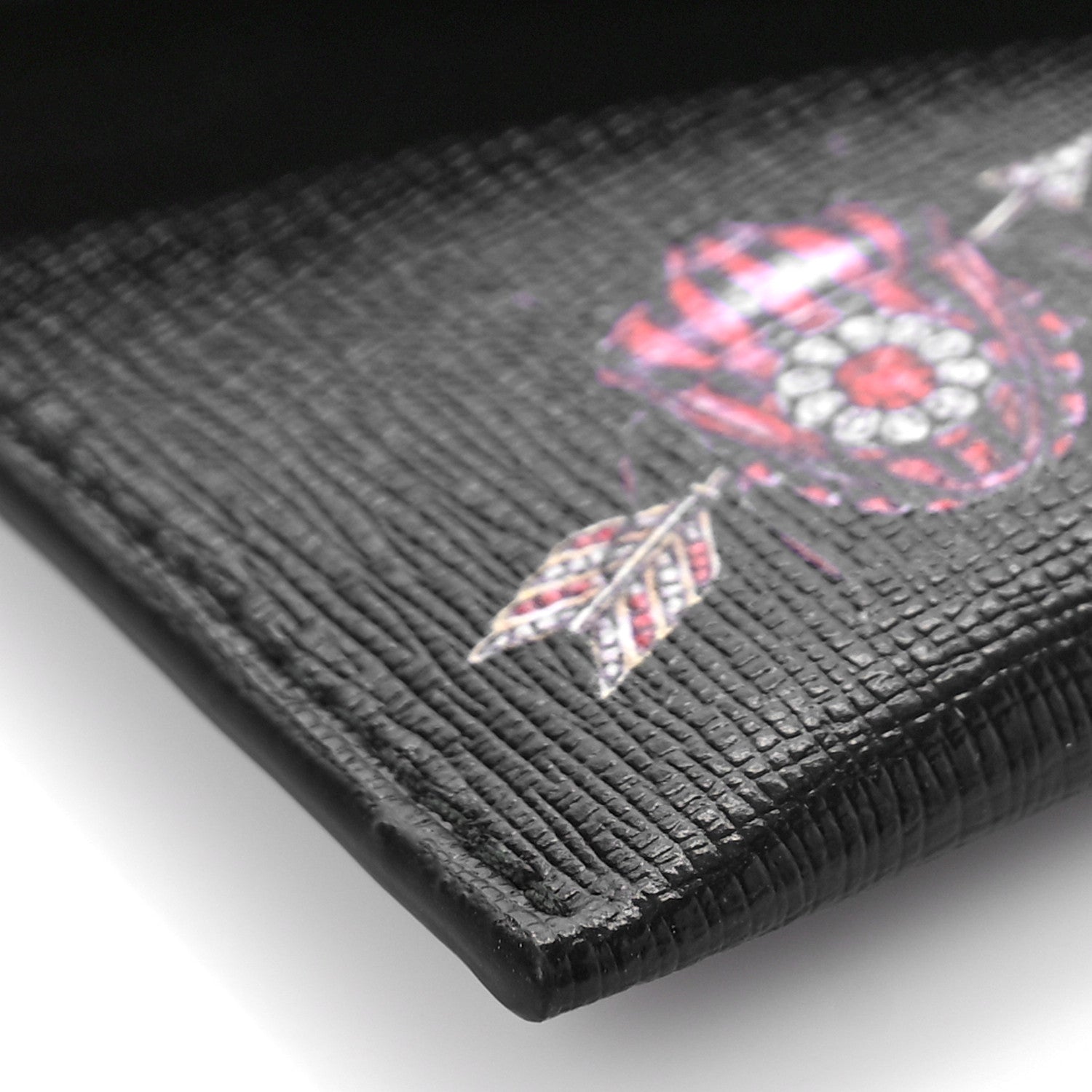 Alexander McQueen Calfskin Insect Envelope Card Holder Black Multicolor 7 of 9