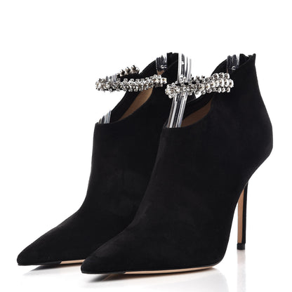 Jimmy Choo Suede Crystal Blaize 100 Ankle Boots 38.5 Black 3 of 14