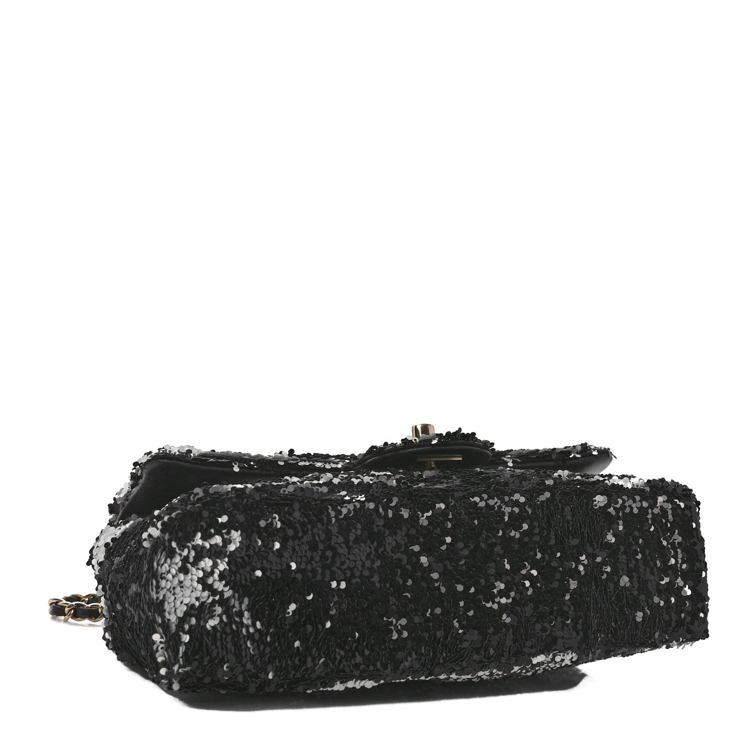 Chanel Sequin Small Single Flap Rectangular Flap Black Silver 4 of 11