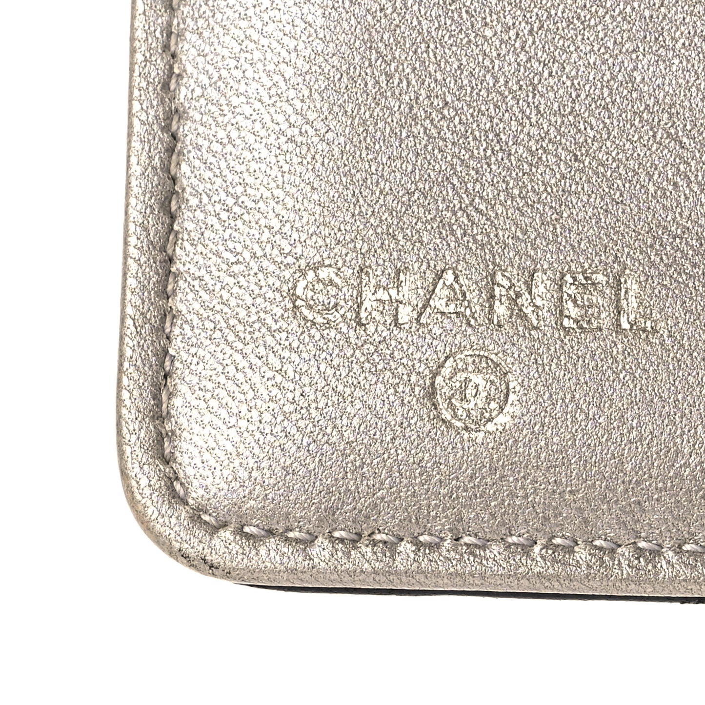 Lambskin Camellia Embossed Zipped Pocket Wallet Black