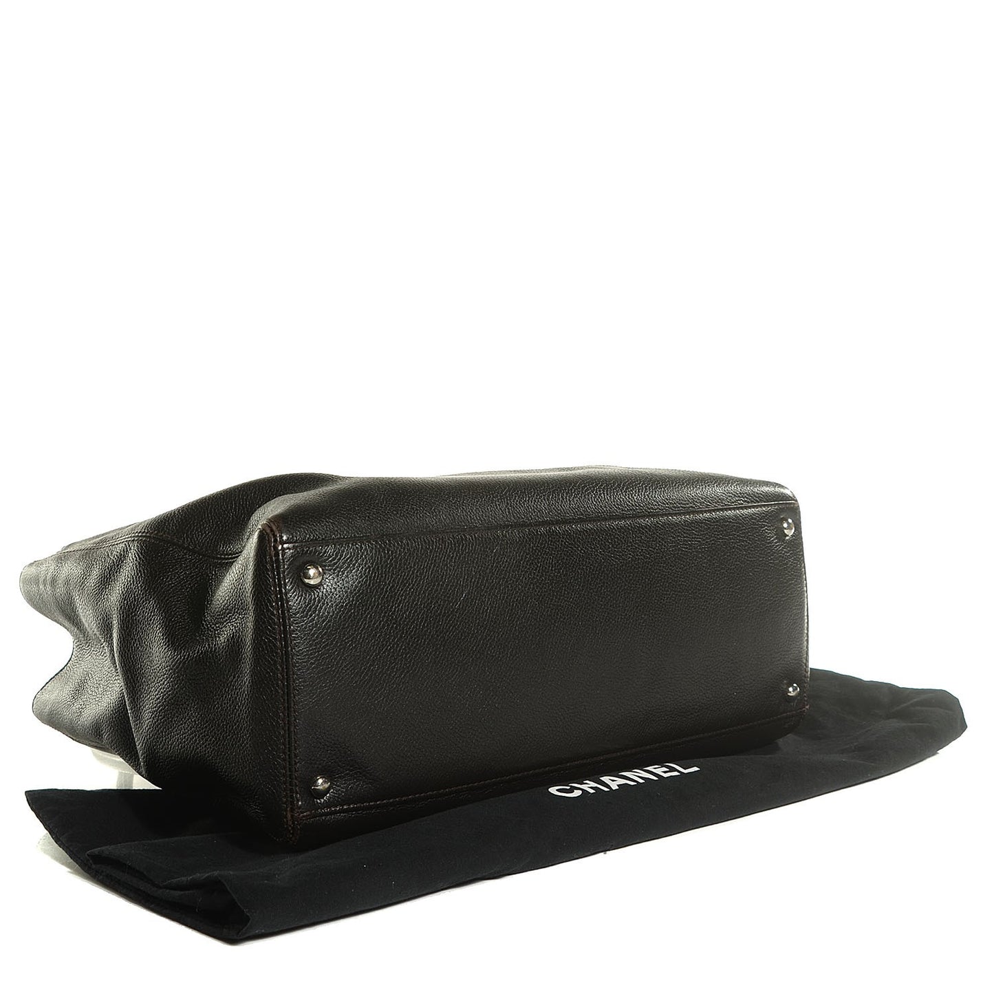 Calfskin Cerf Executive Shopper Tote Dark Brown