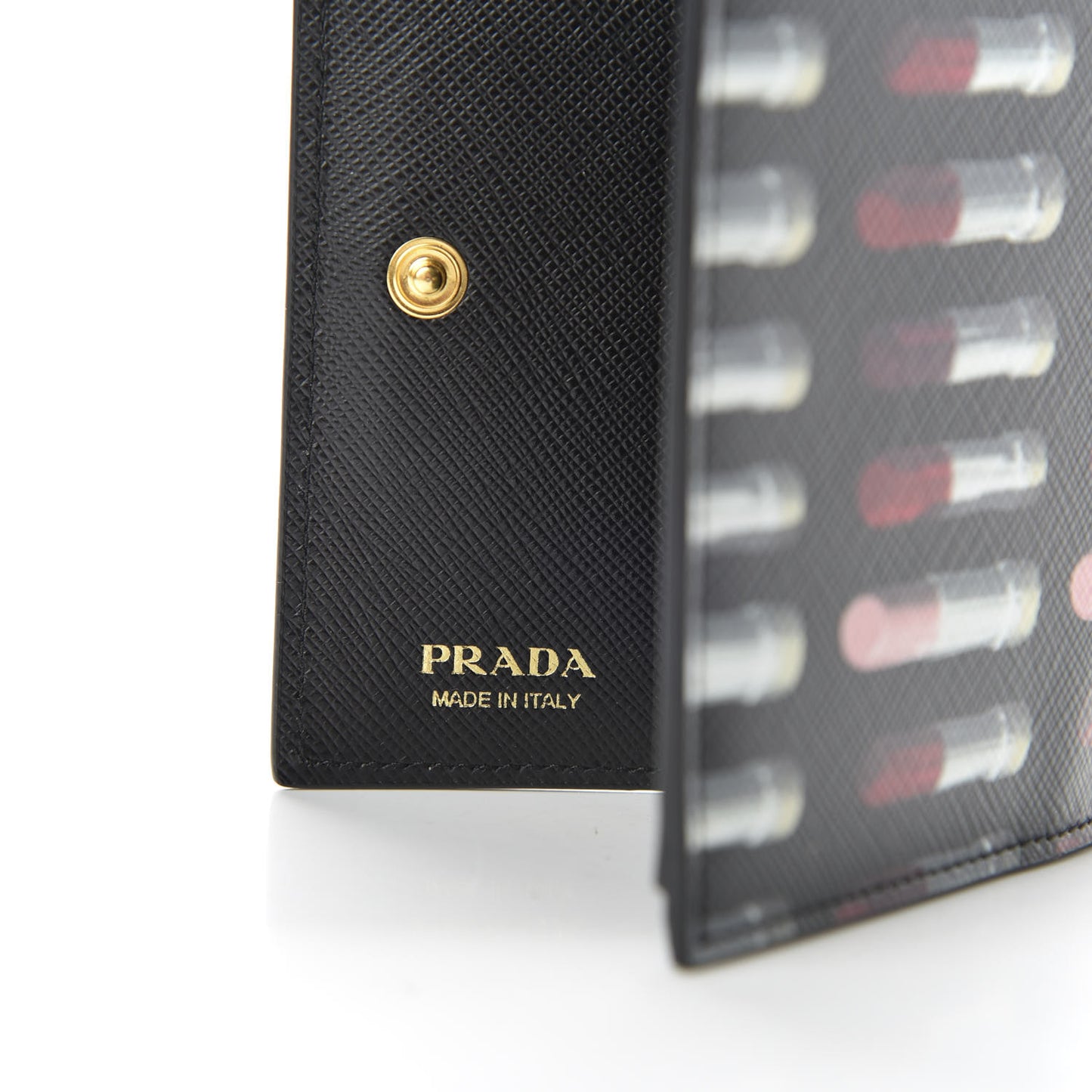 Saffiano Lipstick Print Bi-Fold Wallet Black