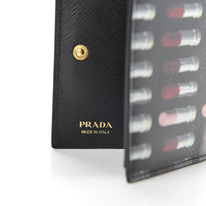 Prada Saffiano Lipstick Print Bi-Fold Wallet Black 6 of 7