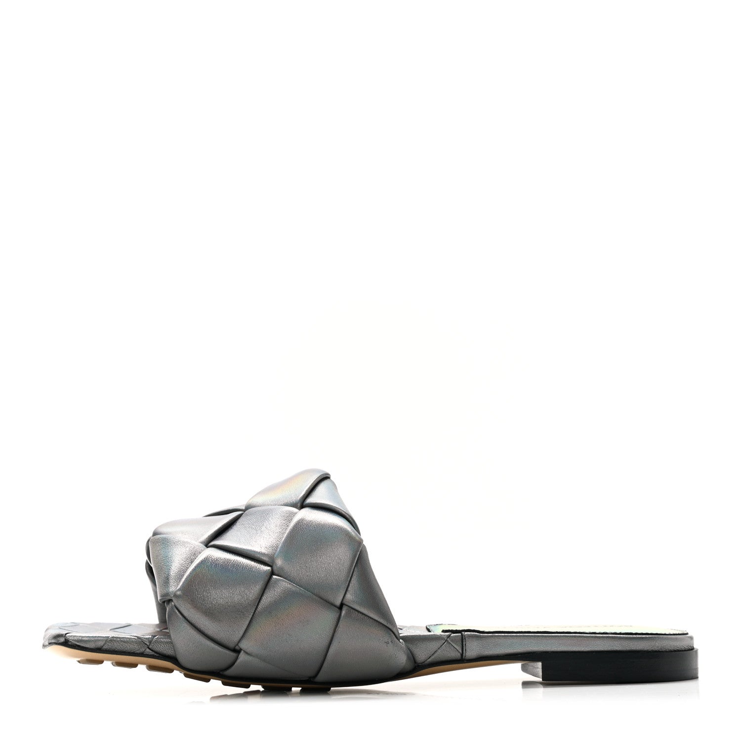 Bottega Veneta Laser Nappa Maxi Intrecciato Lido Flat Sandals 37.5 Oyster 1 of 7