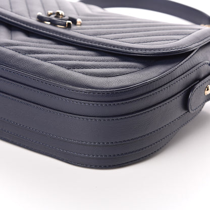Chanel Calfskin Chevron Quilted Messenger Flap Navy 9 of 10