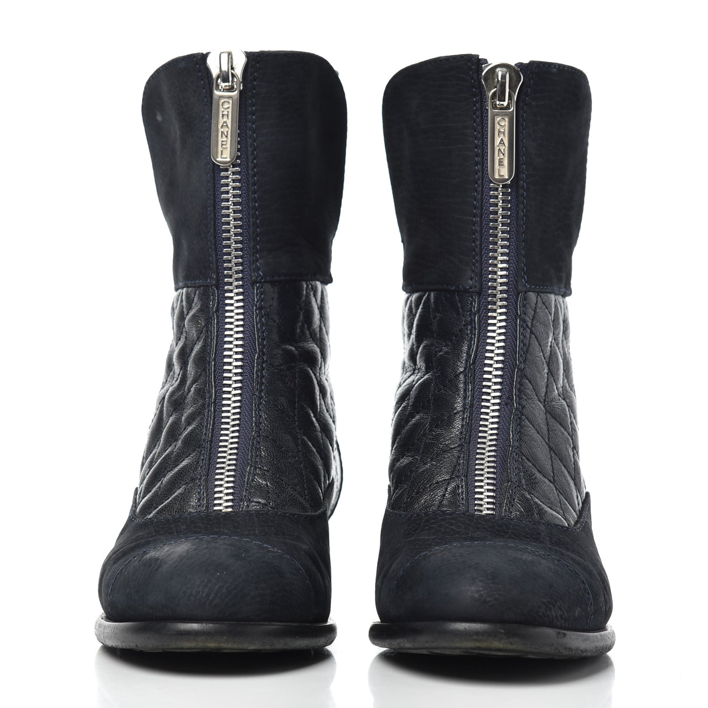 Suede Goatskin Fantasy Quilted Short Boots 37.5 Navy