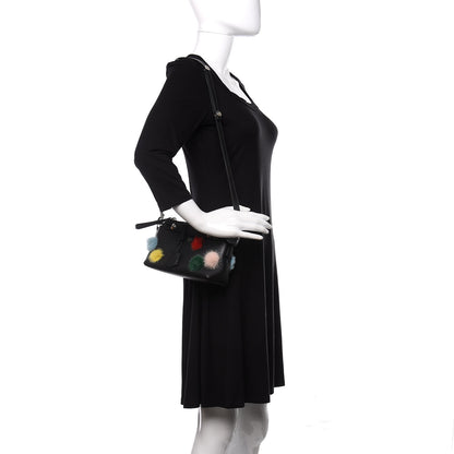 Fendi Vitello Dolce Mink Fur Pom Pom Mini By The Way Boston Bag Black Multicolor 2 of 11
