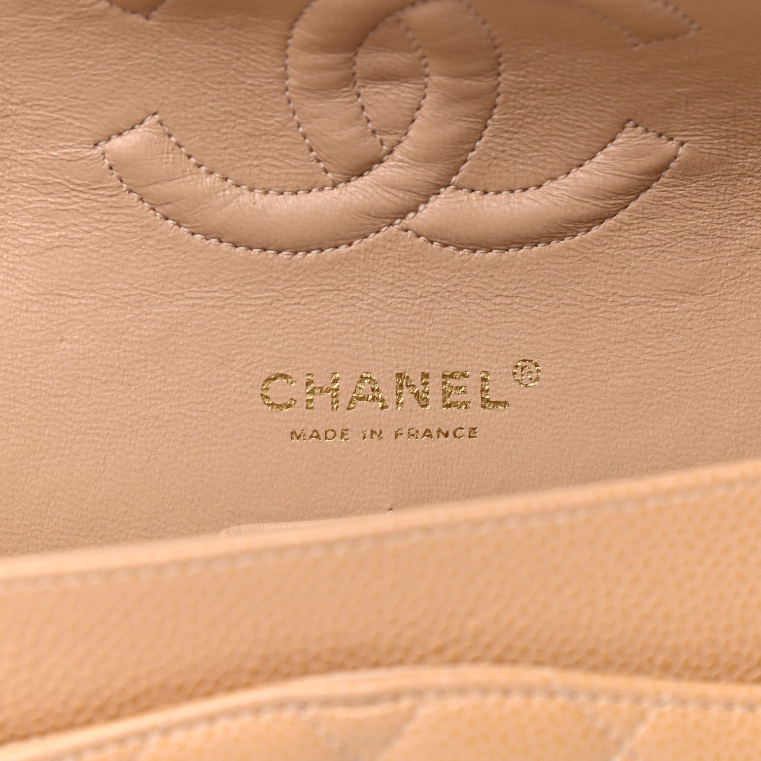 Chanel Caviar Quilted Medium Double Flap Beige 6 of 10