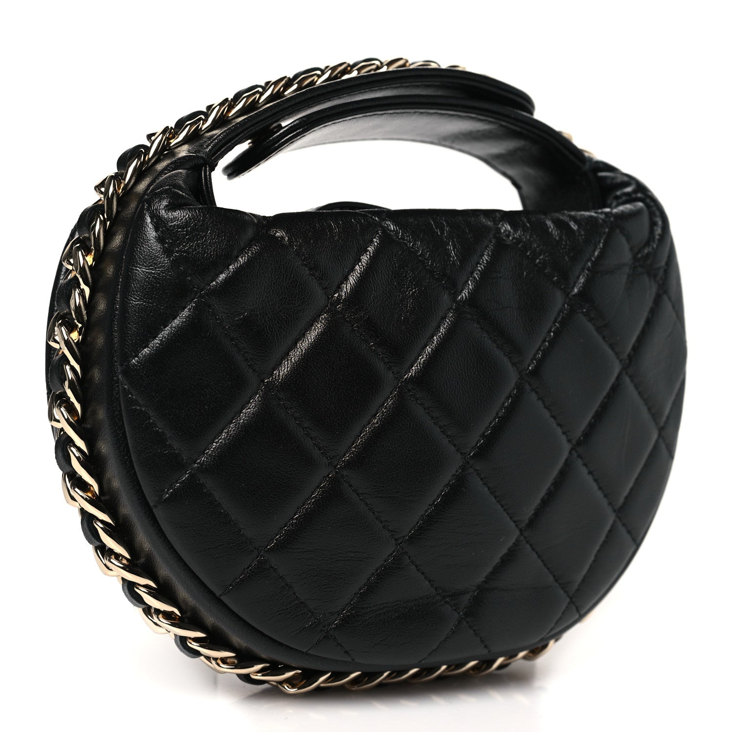 Chanel Lambskin Quilted Chain Around Pouch Black 3 of 8