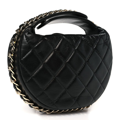 Chanel Lambskin Quilted Chain Around Pouch Black 3 of 8