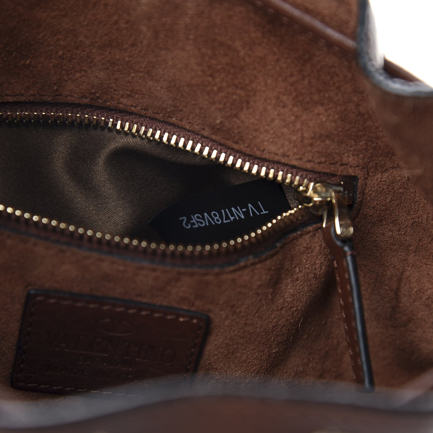 Grained Calfskin Rockstud Bucket Bag Light Brown