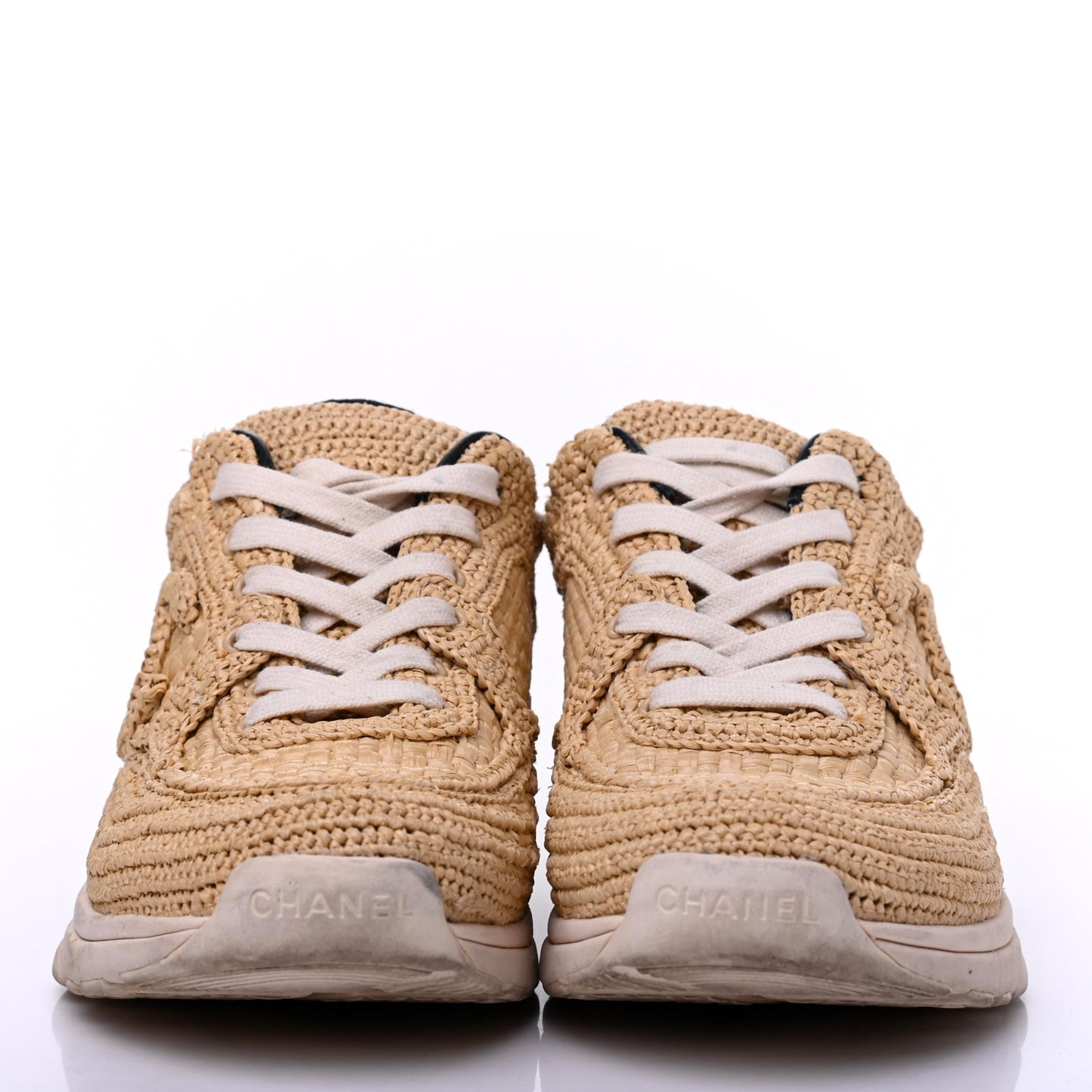 Braided Raffia Womens CC Sneakers 38.5 Beige