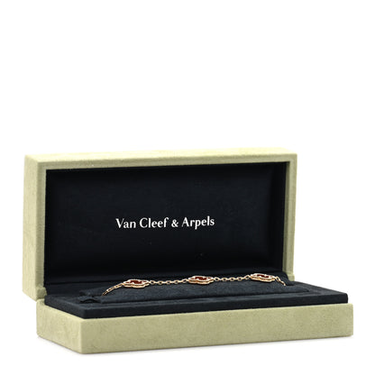 Van Cleef & Arpels 18K Yellow Gold Carnelian 5 Motifs Vintage Alhambra Bracelet 4 of 4