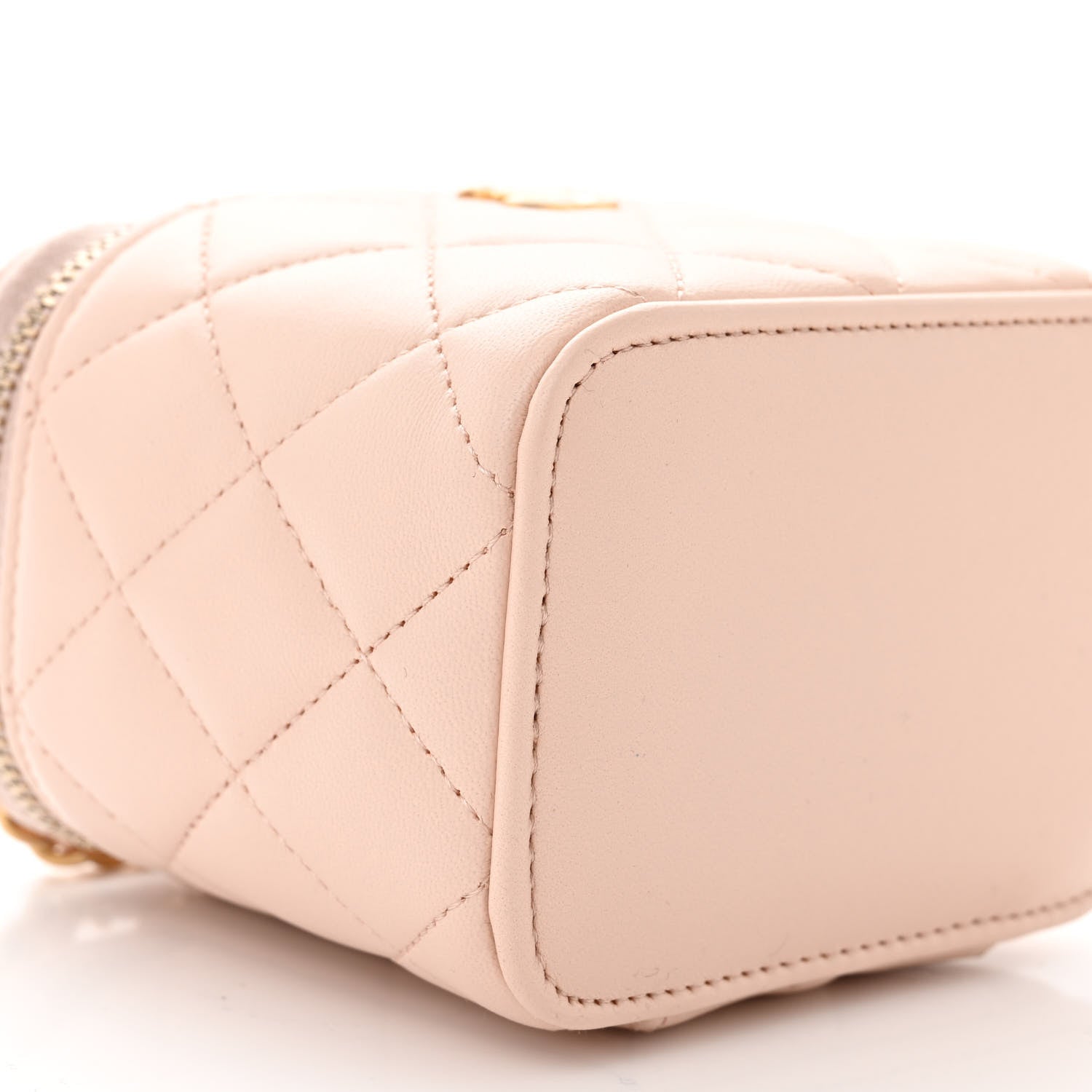 Chanel Lambskin Quilted Pearl Crush Mini Vanity Case With Chain Light Beige 9 of 11