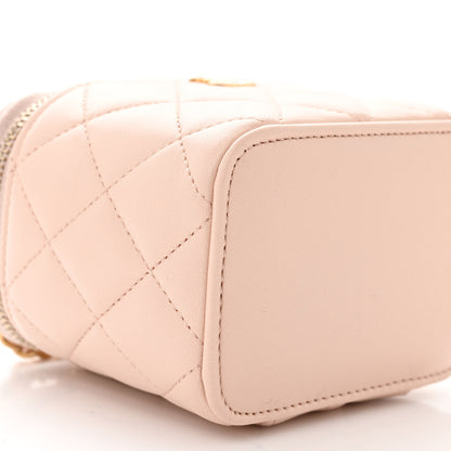 Chanel Lambskin Quilted Pearl Crush Mini Vanity Case With Chain Light Beige 9 of 11