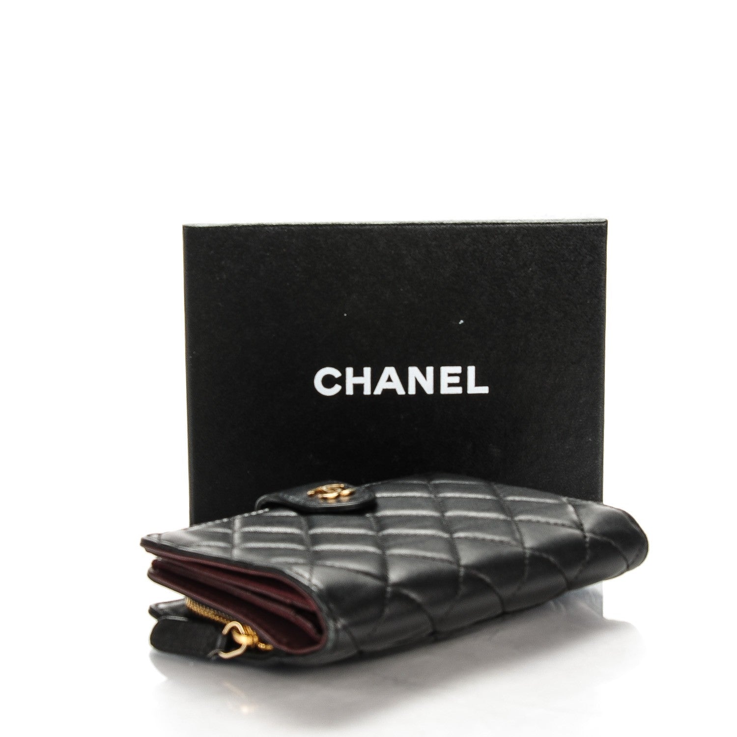 Chanel Lambskin Quilted Zipped Pocket Wallet Black 4 of 9