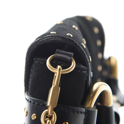 Gucci Suede Studded Horsebit Clutch Bag Black 11 of 17
