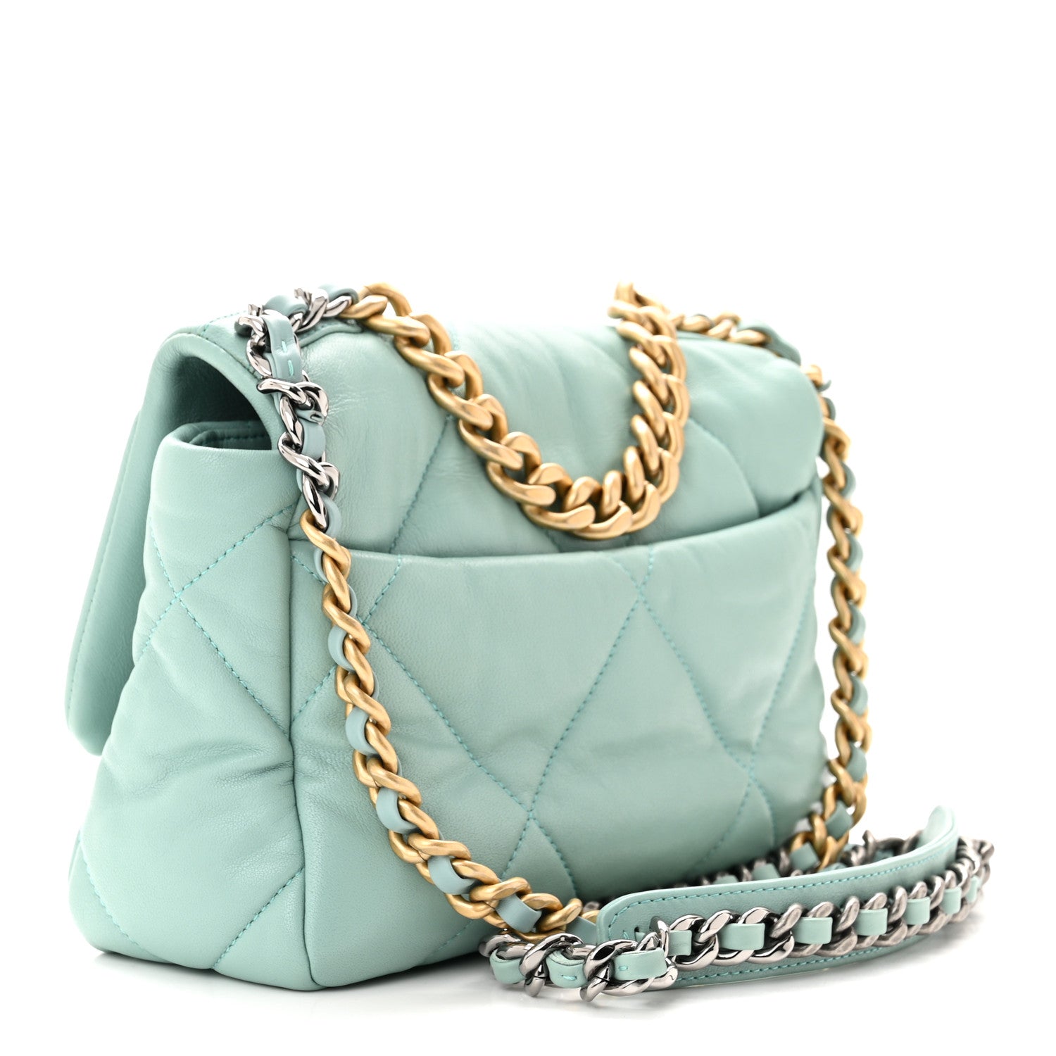 Chanel Lambskin Quilted Medium Chanel 19 Flap Light Green 3 of 11