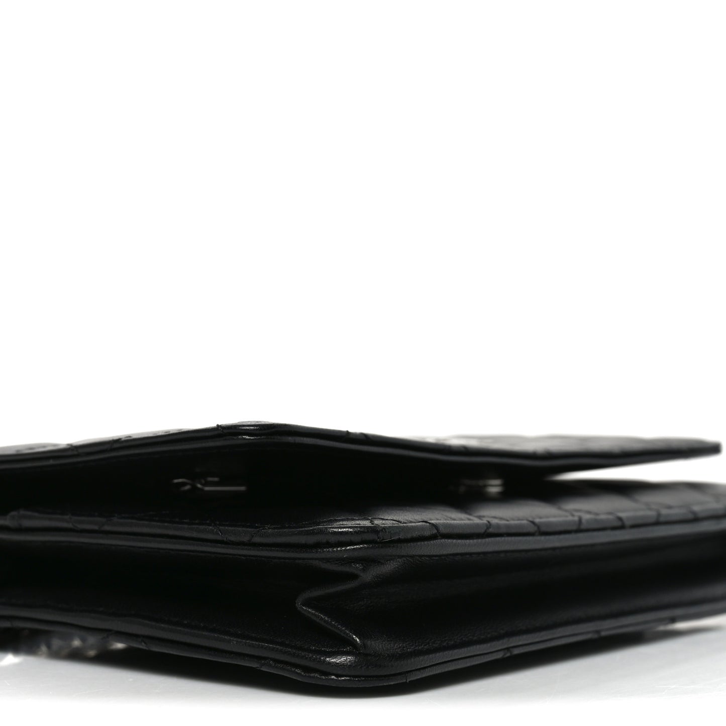 Lambskin Quilted Wallet On Chain WOC Black