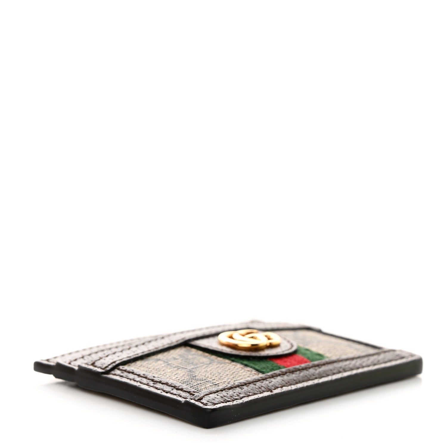 Gucci GG Supreme Monogram Textured Dollar Calfskin Ophidia Card Holder Beige Ebony New Acero 4 of 7