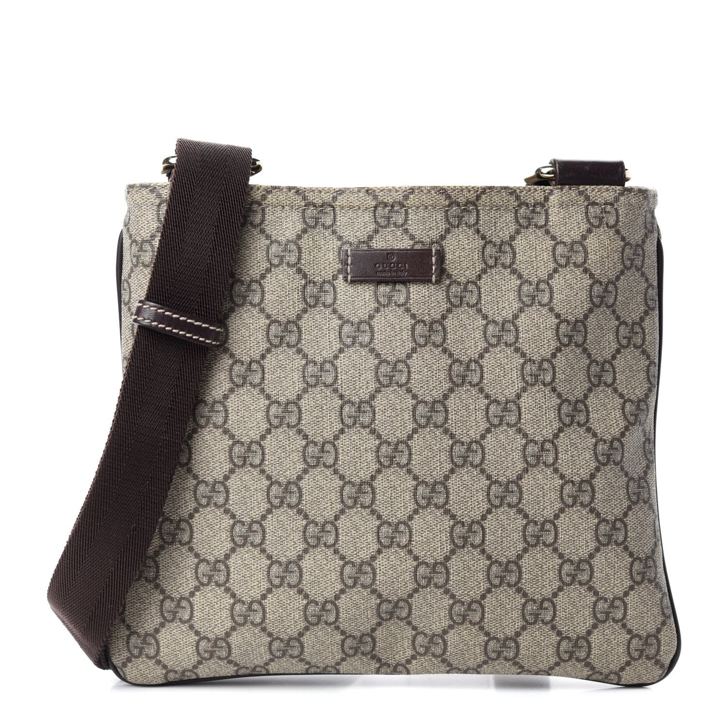 GG Supreme Monogram Small Flat Messenger Bag Dark Brown