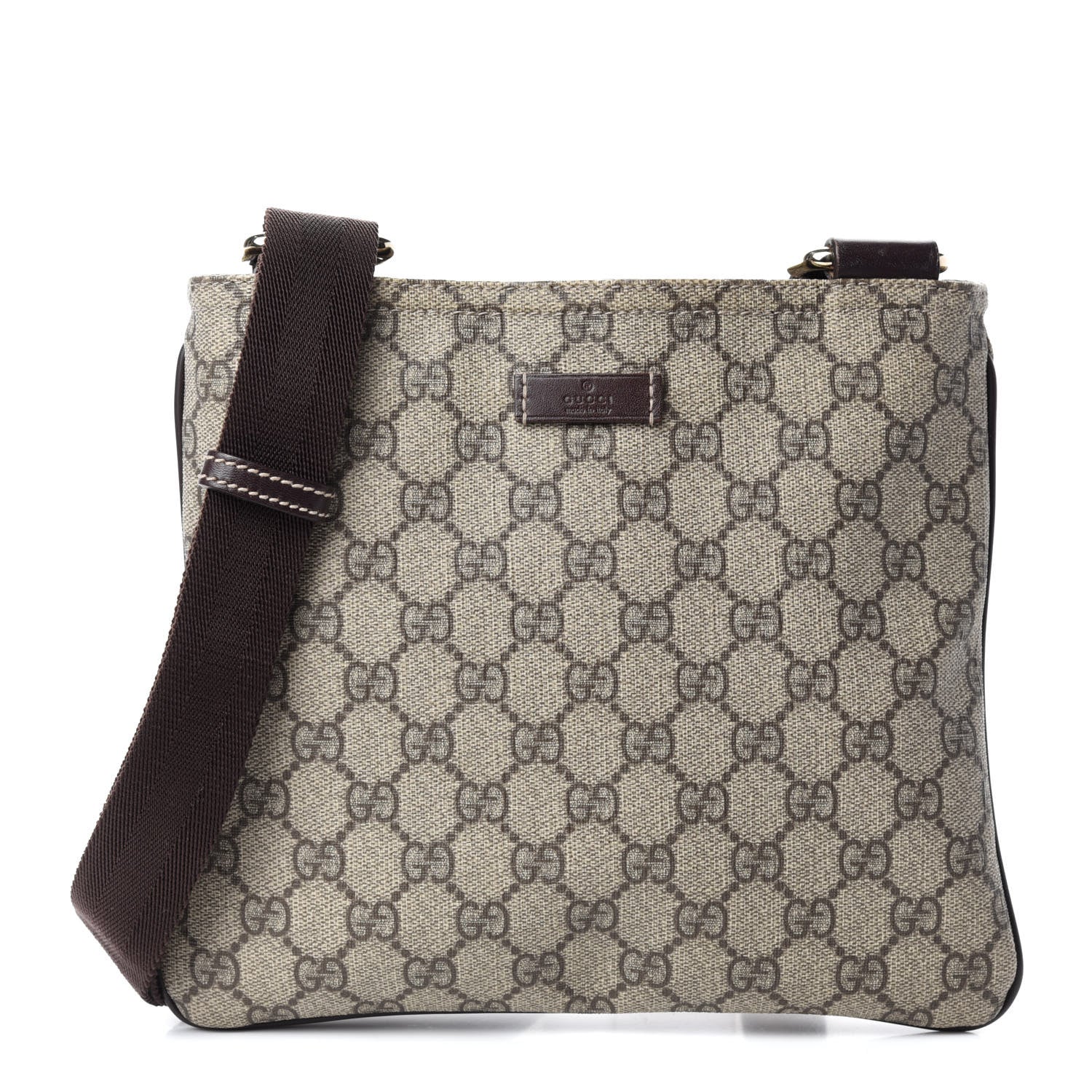 Gucci GG Supreme Monogram Small Flat Messenger Bag Dark Brown 1 of 10