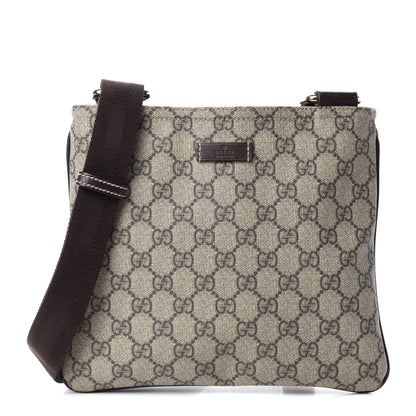Gucci GG Supreme Monogram Small Flat Messenger Bag Dark Brown 1 of 10