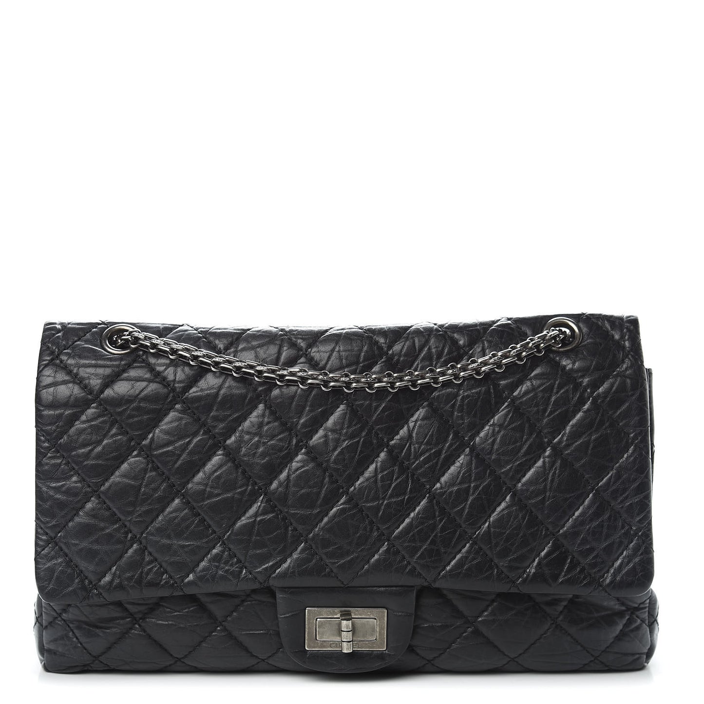 Aged Calfskin Quilted 2.55 Reissue 227 Flap Black