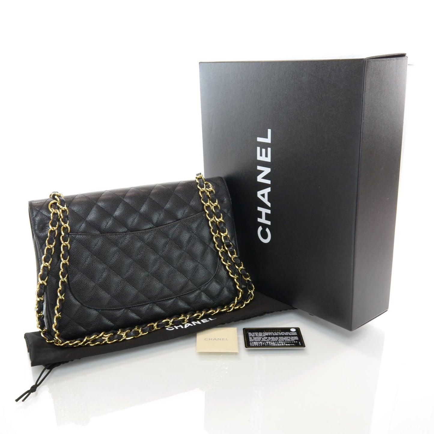 Caviar Quilted Jumbo Double Flap Black