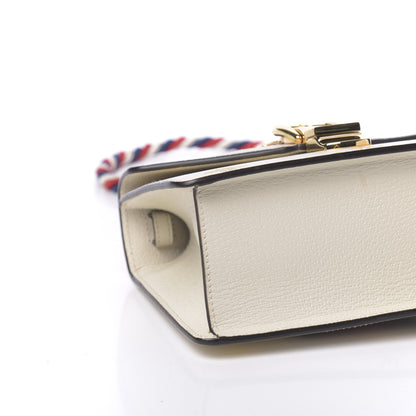 Gucci Textured Calfskin Bee Star Print Mini Sylvie Top Handle Bag Mystic White 9 of 11