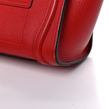 Celine Drummed Calfskin Nano Luggage Red 26 of 27
