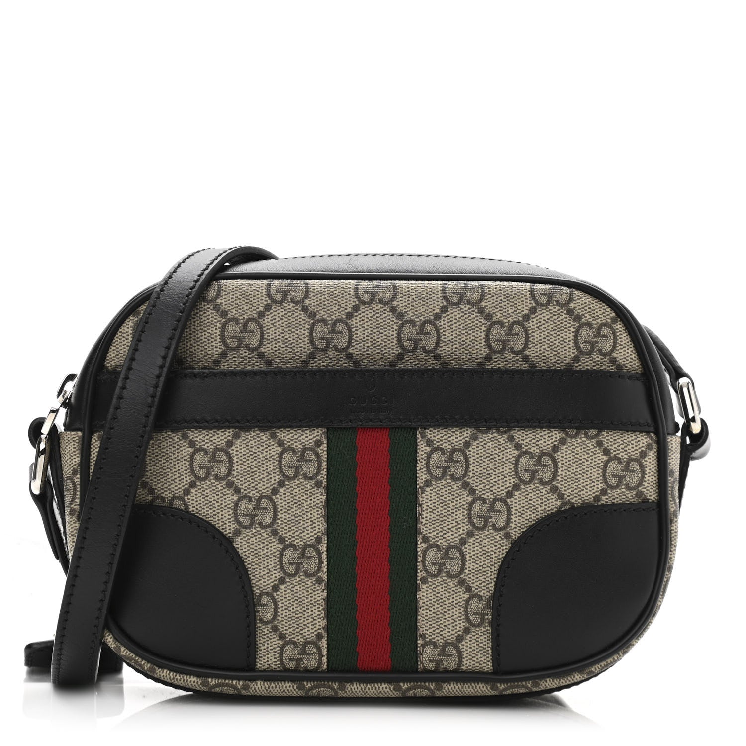 Gucci GG Supreme Monogram Web Small Shoulder Bag Black 1 of 10
