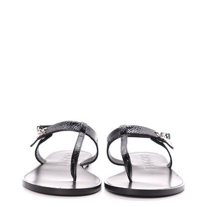 Chanel Patent Goatskin CC Thong Sandals 40.5 Black 2 of 9