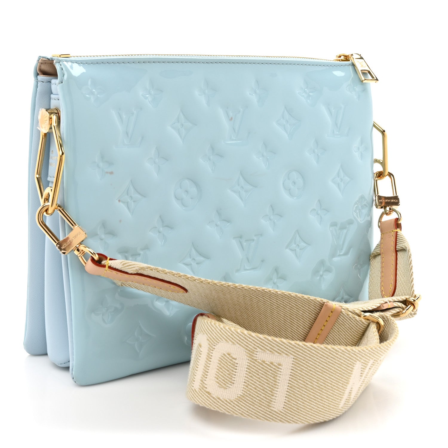 Louis Vuitton Patent Embossed Monogram Coussin PM Sky Blue 3 of 12
