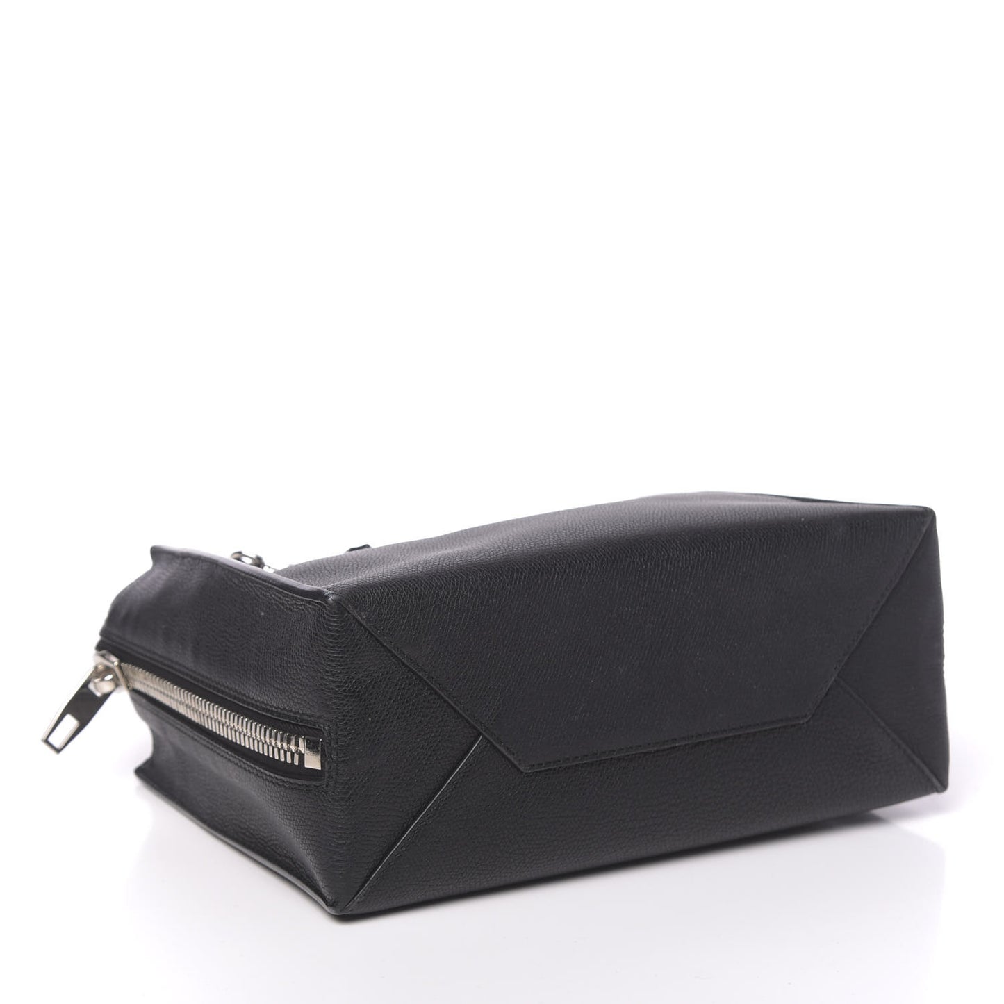 Grained Calfskin Plate Hardware Papier A6 Zip Around Tote Black