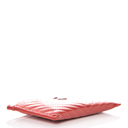 Chanel Patent Quilted Chevron Card Holder Red 4 of 10