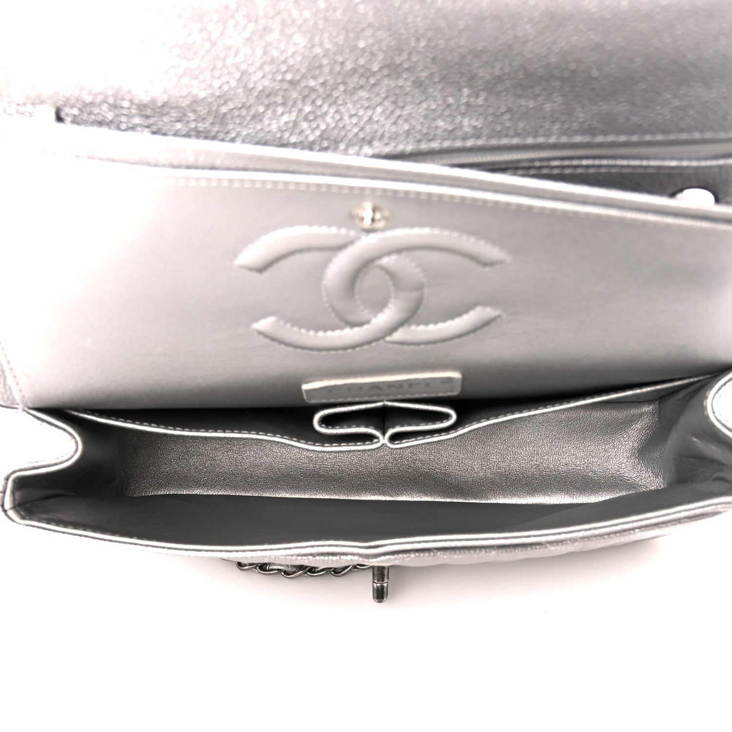Chanel Metallic Caviar Quilted Medium Double Flap Silver 5 of 11