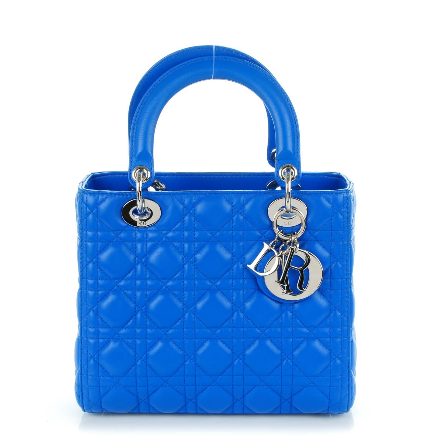 Lambskin Cannage Medium Lady Dior Blue Persan