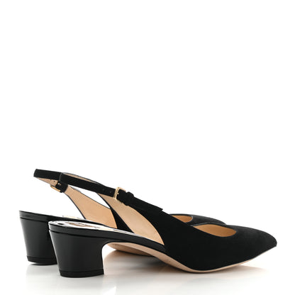 Jimmy Choo Suede Patent Slingback Gemma Pumps 37 Black 4 of 9