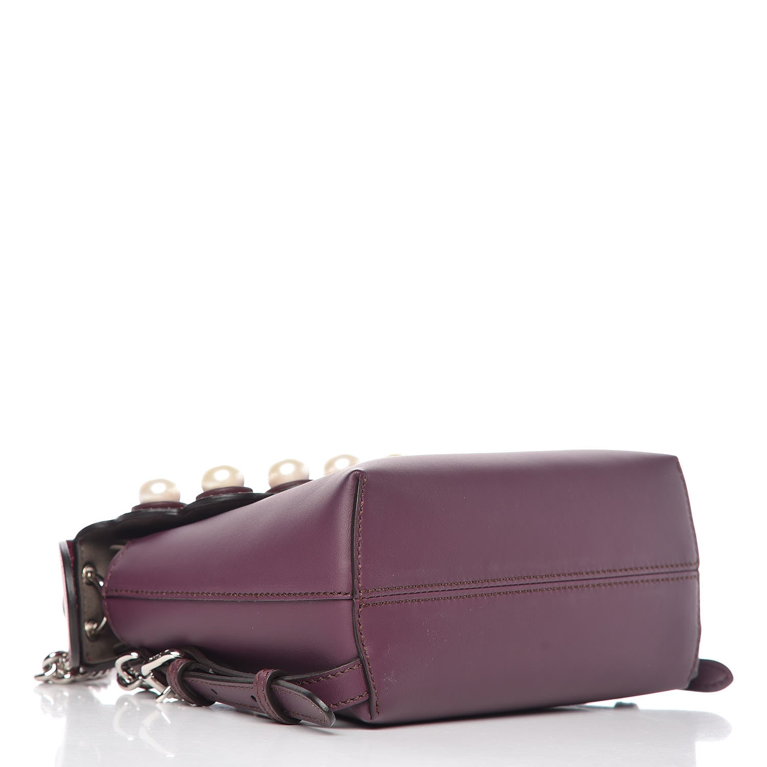 Fendi Vitello Century Pearl Bi-Color Scalloped Mini Back to School Backpack Amarone Black Cherry 4 of 12