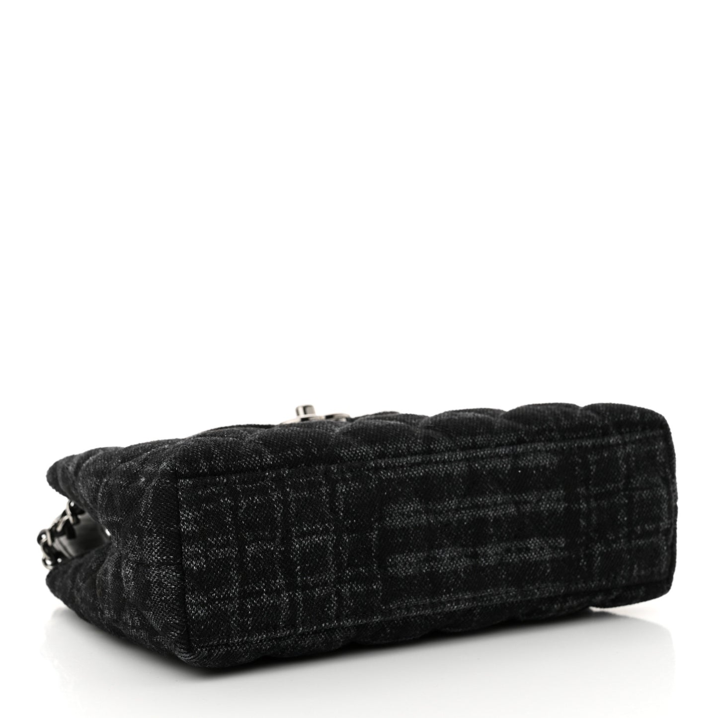 Printed Denim Quilted Nano Kelly Shopper Black Grey