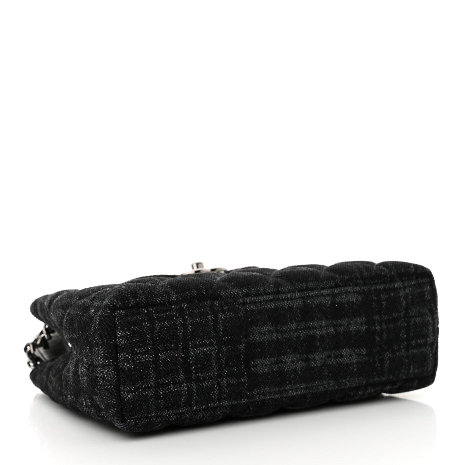 Chanel Printed Denim Quilted Nano Kelly Shopper Black Grey 4 of 11