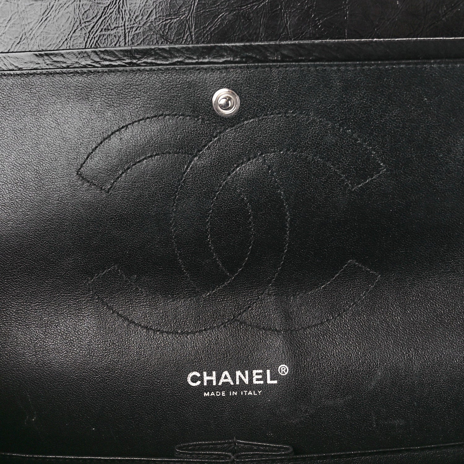 Chanel Shiny Distressed Calfskin Quilted Jumbo Double Flap So Black 6 of 13